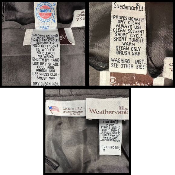 Weathervane Suedemark Womens Suede 2Pc Blouse/Skirt Washable Gray/Brown Vtg USA - Picture 9 of 9